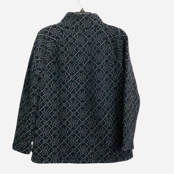 T by Talbots Black Metallic Snowflake Quilted wrap neck Pullover sweater Size XS - Picture 4 of 7